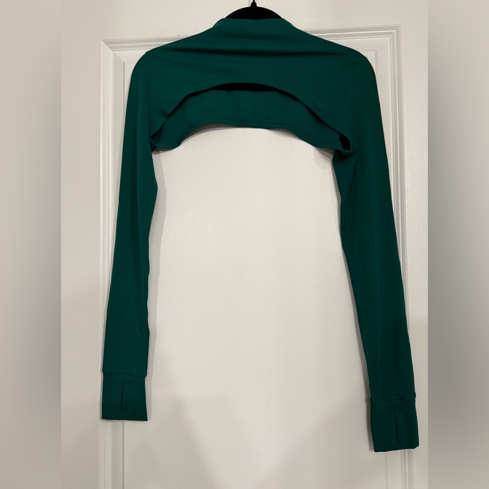 Matte Collection Forest Green Long Sleeve Shrug Bolero Top w/ Thumbholes Size L